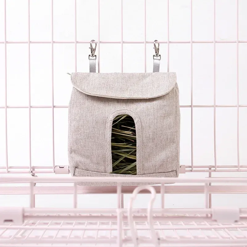 Feeding Bag Hanging Pouch Feeder Bag Holder With Hooks Feeding Dispenser Container For Rabbit Guinea Pig Small Animals Pet