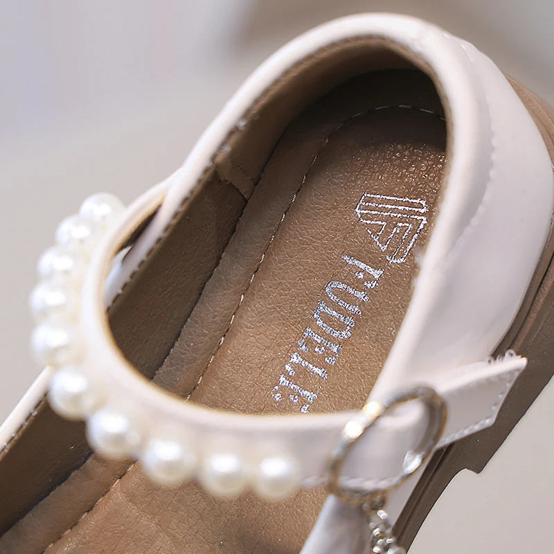 New Girls Leather Shoes with Rhinestones Bear PU Simple Non-slip Children Fashion Princess Shallow Loafers Drop