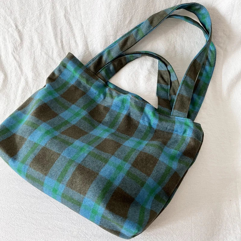 Retro Plaid große Kapazität Frauen Umhängetasche Mode süße lässige Damen Öko Einkaufstaschen einfache Vintage weibliche Tasche Handtasche