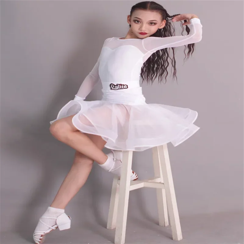 Autumn and winter children's female training clothes Latin dance suit Latin dance performance clothes Training performance