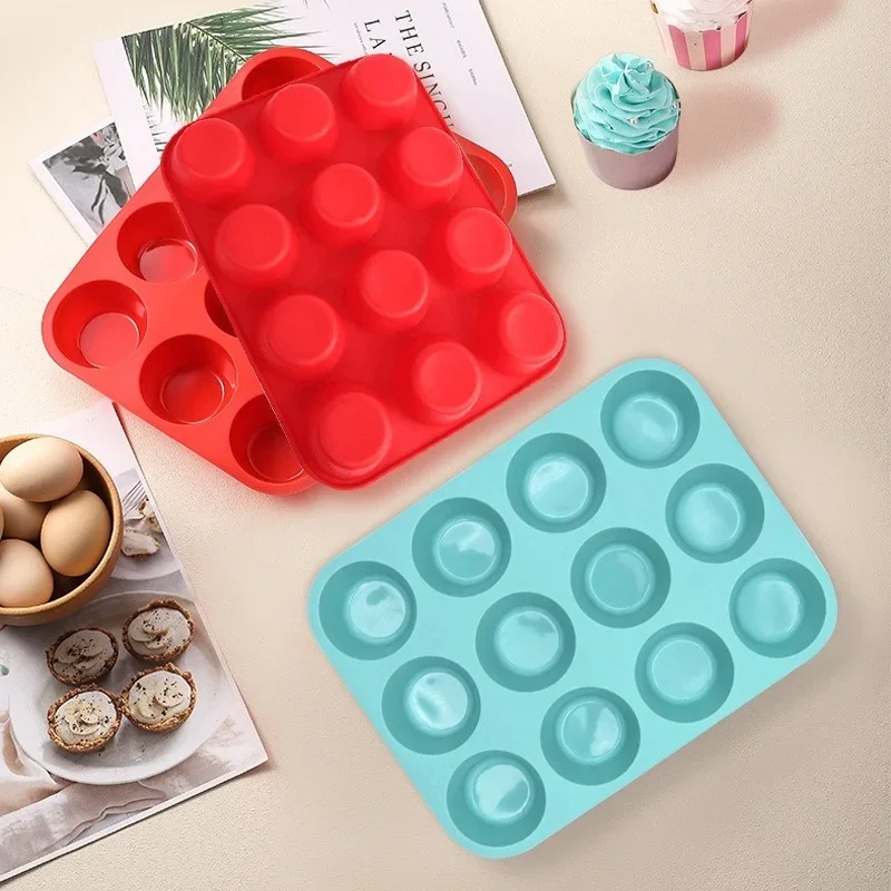 Non Stick Silicone Muffin Pan 12 Cups Baking Tray