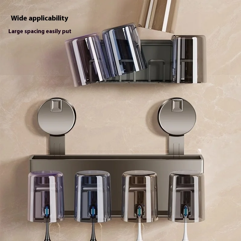 Bathroom Suction Cup Toothbrush Holder Toothbrush Tooth Cup Storage Rack Mouthwash Brushing Mug Storage Bathroom Counter