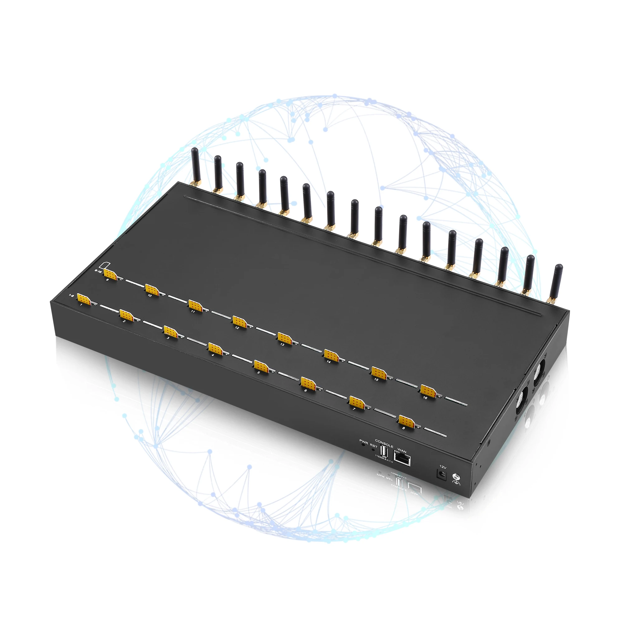 

4G 64 sims slots Lte 16 Antenna EC 25/EG91 Channel SMS Bulk Gateway SMPP Http API Data Analysis High Gain Signal Wireless