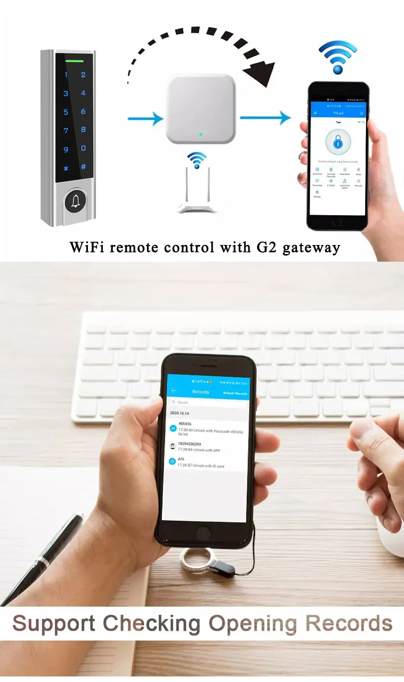 Zine-Alloy Smart Phone TTLOCK APP Bluetooth Door Access Control Keypad Waterproo
