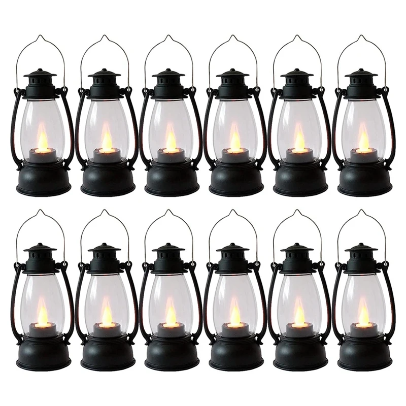 

Small Hanging Lanterns For Indoors 12Pcs With Flicker Candles For Home Decor Copper