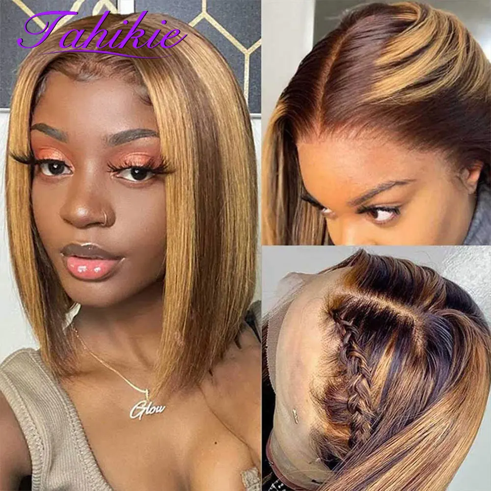 13x4 Bob Wig Straight Lace Front Wig 99j Burgundy Chocolate Brown