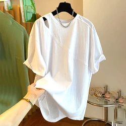 Fashion Casual Women's Clothing Short Sleeve Solid Color Pullovers Loose Round Neck Simplicity Thin Summer Comfortable T-Shirts