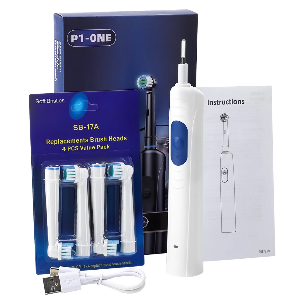 thumbnail image 1 of Cepillo de dientes eléctrico giratorio recargable con 3 modos, cepillo de dientes con vibración sónica, eliminador de sarro, herramientas de limpieza para blanqueamiento dental, 1 of 5
