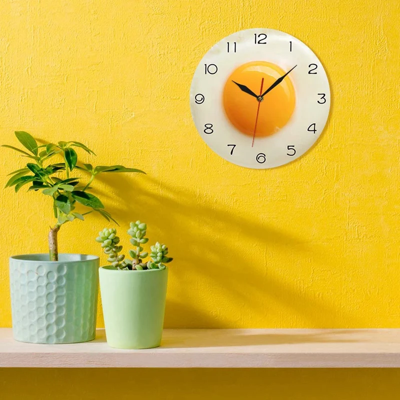 Fried Egg Poached Egg Wall Clock Egg Yolk Clock Digital Pointer Clock Canteen Restaurant Creative Acrylic Wall Clock 2