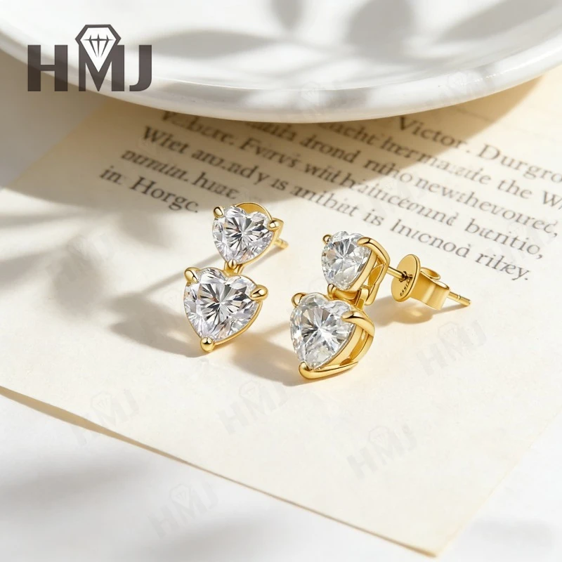 3ct/6ct D-Farbige Moissanit-Ohrringe aus 925 Sterling Silber, Herzschliff, VVS1-Reinheit, Täglich Tragbarer Edel-Schmuck, Geschenk für Frauen zum Jahrestag – Detail 9