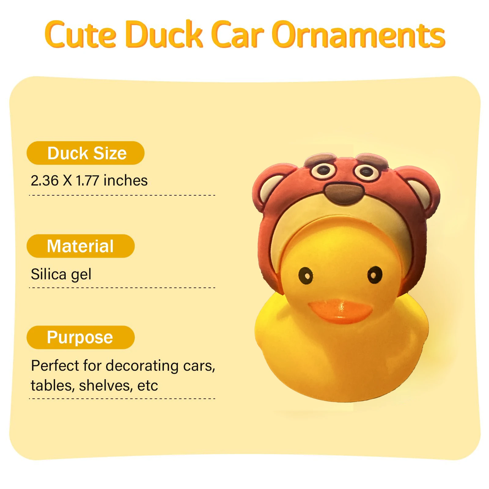 Yellow Rubber Duck Car Dashboard Ornament - Fun Decoration