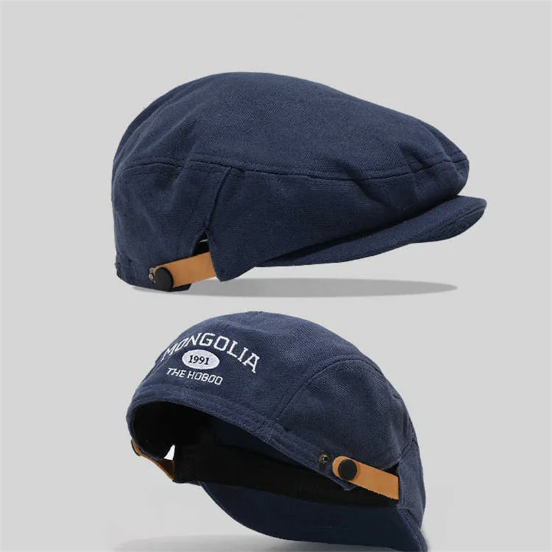 Casual Hat Beret Hat Newsboy Cap Newsboy Hat Woolen Beret Men Women Beret Spring Summer Embroidery Flat Hat Vintage Casual Newsboy Cap Unisex Cotton Gatsby Cabbie Cap Front Back Wear