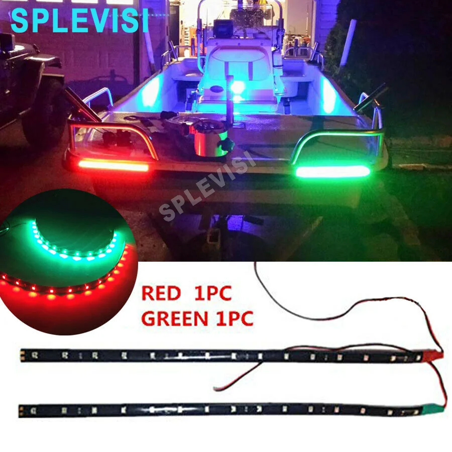 

2x 12" 12V LED Strip Light Waterproof RED&GREEN For Bow Boat Marine Navigation Kayak Canoe Deck Courtesy Bow Trailer Pontoon