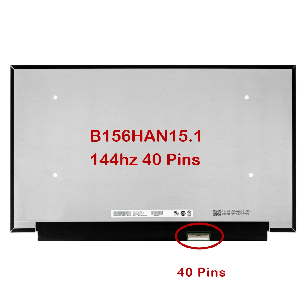 15.6인치 144hz B156HAN15.1 FHD IPS 1920x1080 노트북 매트릭스 LCD 화면 40핀 eDP LED 디스플레이 패널 교체 새 제품