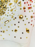 جمبسوت مستقيم مع حجر ستراس للنساء ، حزام سباغيتي ، مطرز بالخرز المذهل ، شارع مرتفع ، أحدث الأزياء المصممة ، الصيف ، 1