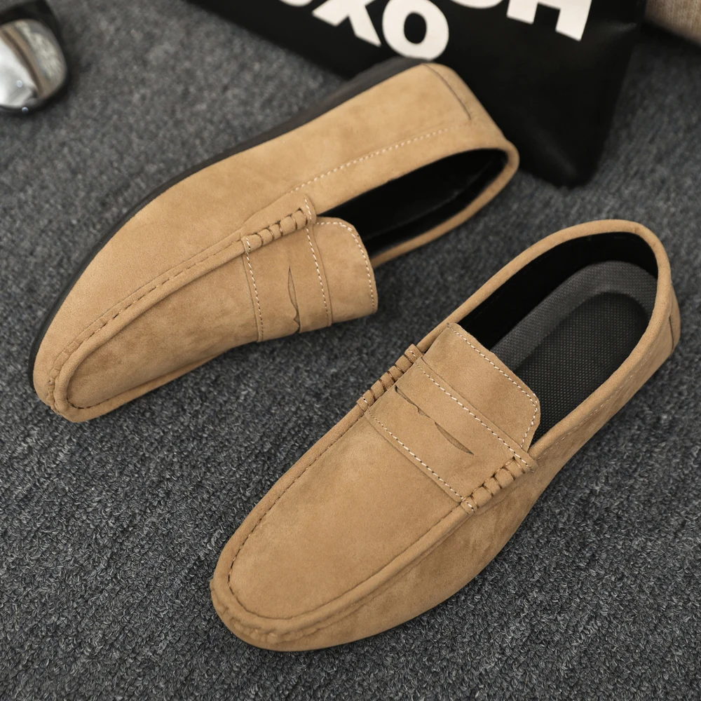 2026 Casual Men's Shoes Versatile Comfortable Work Shoes Driving Loafers Black, Grey, Khaki Three-Colour 2