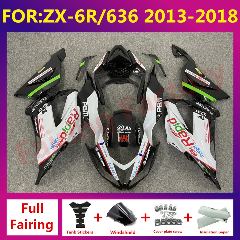 

New ABS Motorcycle Fairing kit Fit For kawasaki ZX6R 636 ZX-6R 2013 2014 2015 2016 2017 2018 fairings bodywork set black white