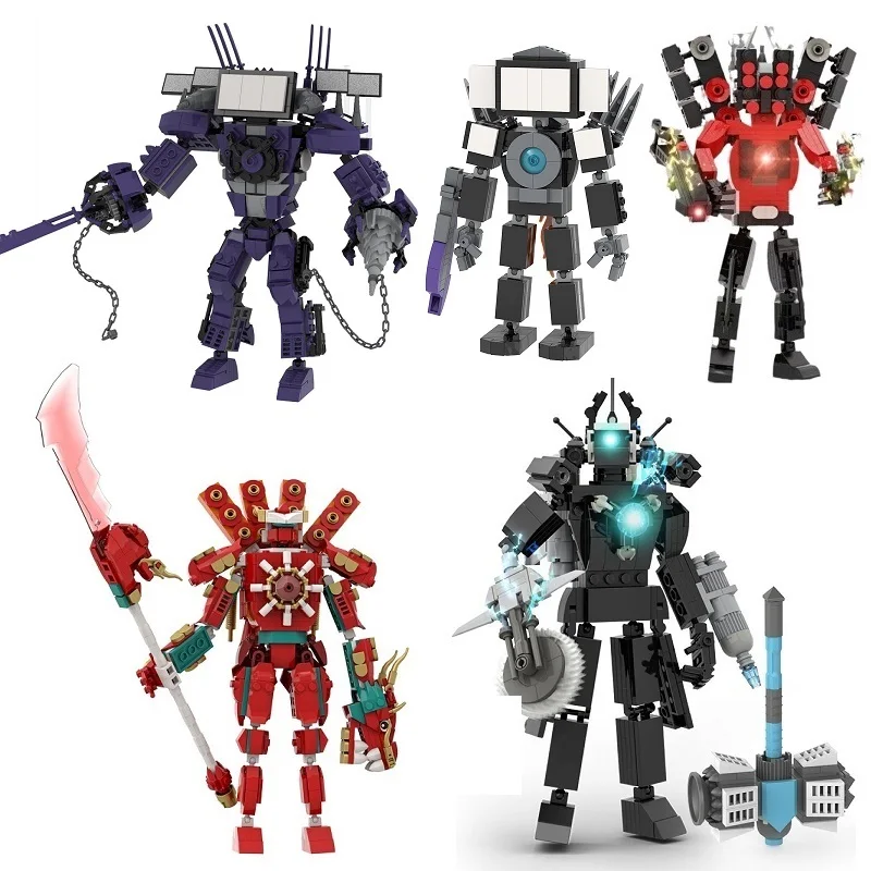 Skibidi Toilet Building Blocks 5 Set Skibidi Toilet Logo The Audio Man And Camera Titan Man Building Block Mattoni Fai Da Te Giocattoli