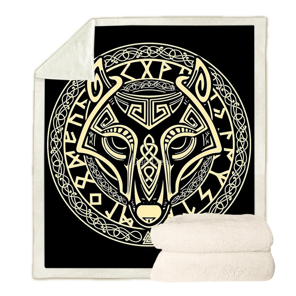 

CLOOCL Fashion Throw Blankets Viking Wolf Vintage Tattoo Pattern 3D Printed Blanket Office Nap Quilts Travel Portable Quilt