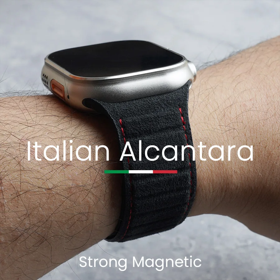 Магнитный ремешок из алькантары для Apple Watch Ultra 2 Band 49 мм 45 мм 44 мм 41 мм, замшевые кожаные аксессуары для iWatch 9 8 7 6 5 SE