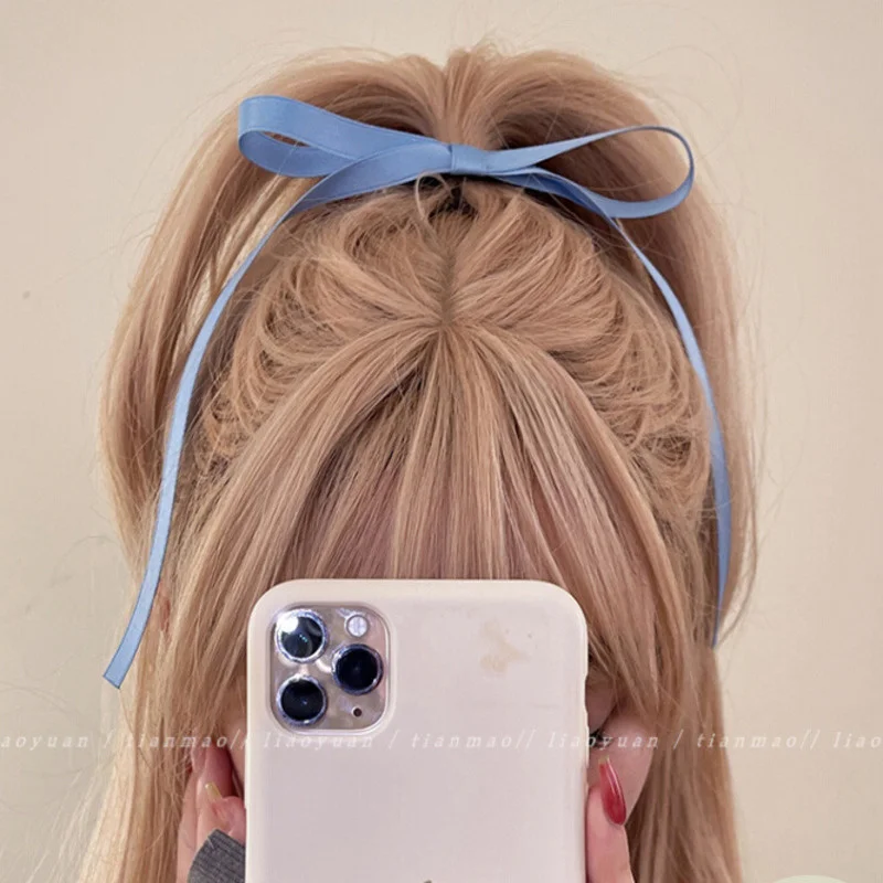 2pcs 2024 neue süße Band Schleife Stirnband lange Quaste Haars pange Frauen Haarschmuck Mädchen Party Kopf bedeckung Seiten clips – Detail 7