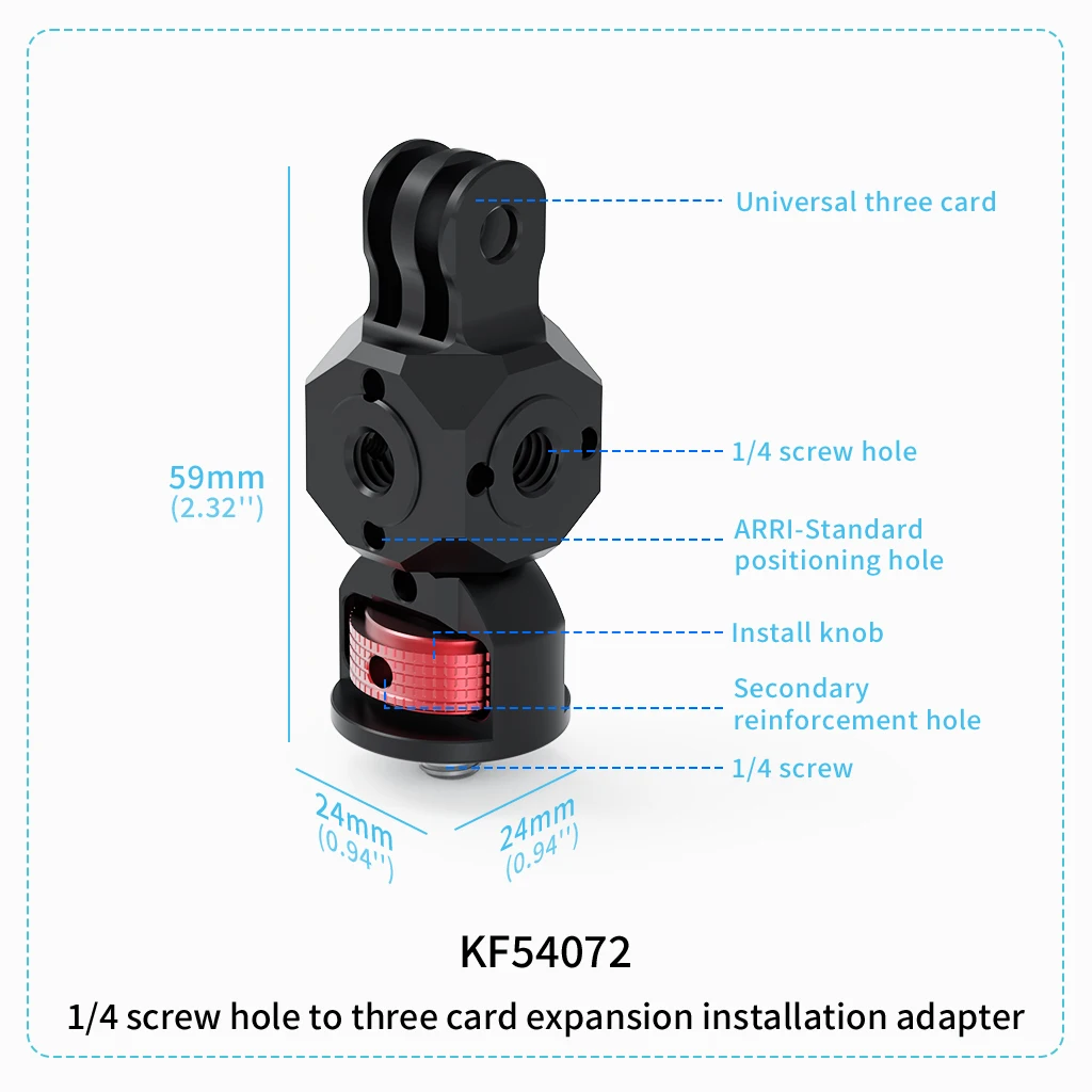 Befestigungs stecker für Block würfel halterung aus Aluminium legierung mit Arri 1/4 "3/8" Adapter für Gopro 2-Schlitz/3-Schlitz-Fotozubehör – Detail 20