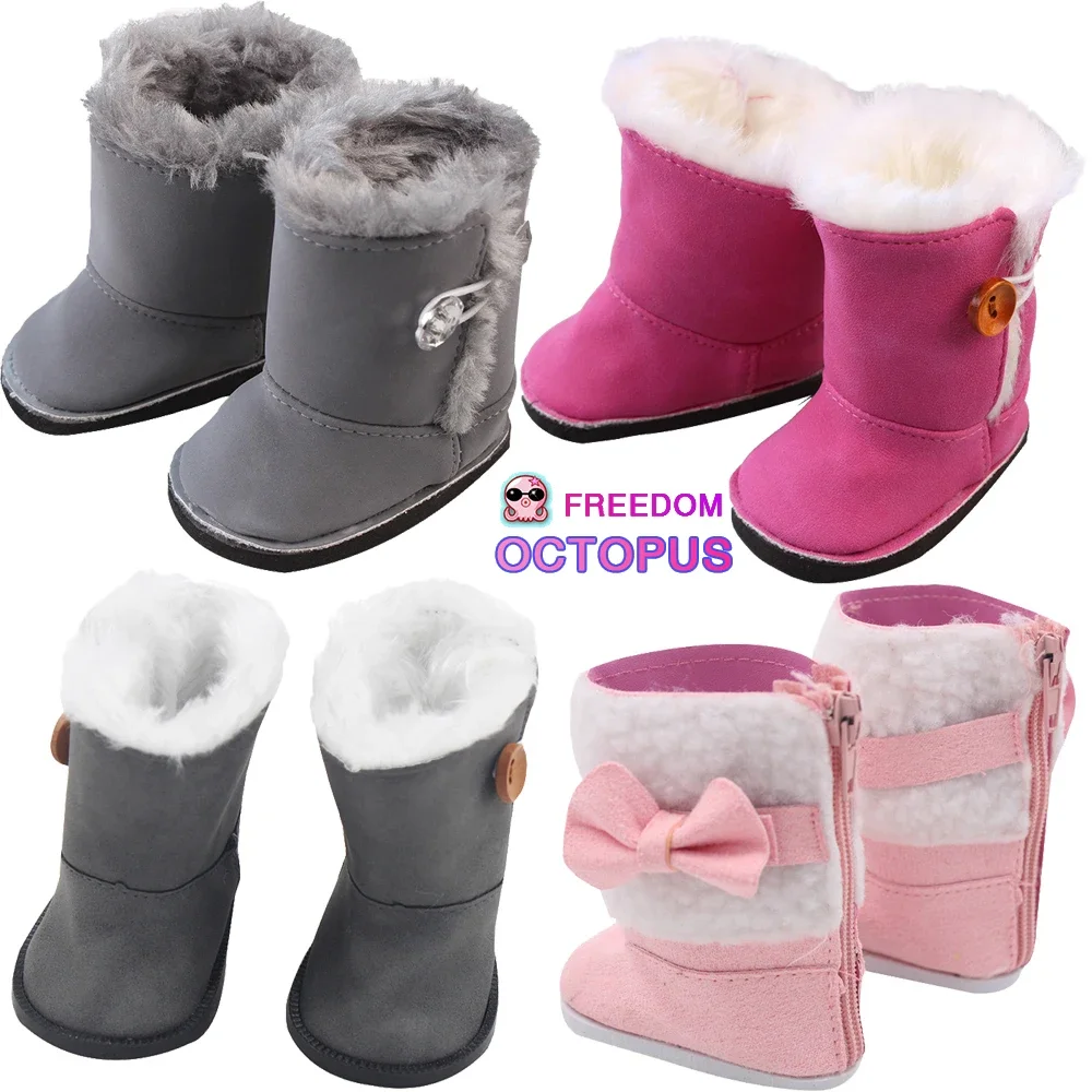 

18 Inch Doll High Top Snow Boots Plush Shoes Accessories For 43cm Baby American Russia Our Generation Dolls Girl's Gift