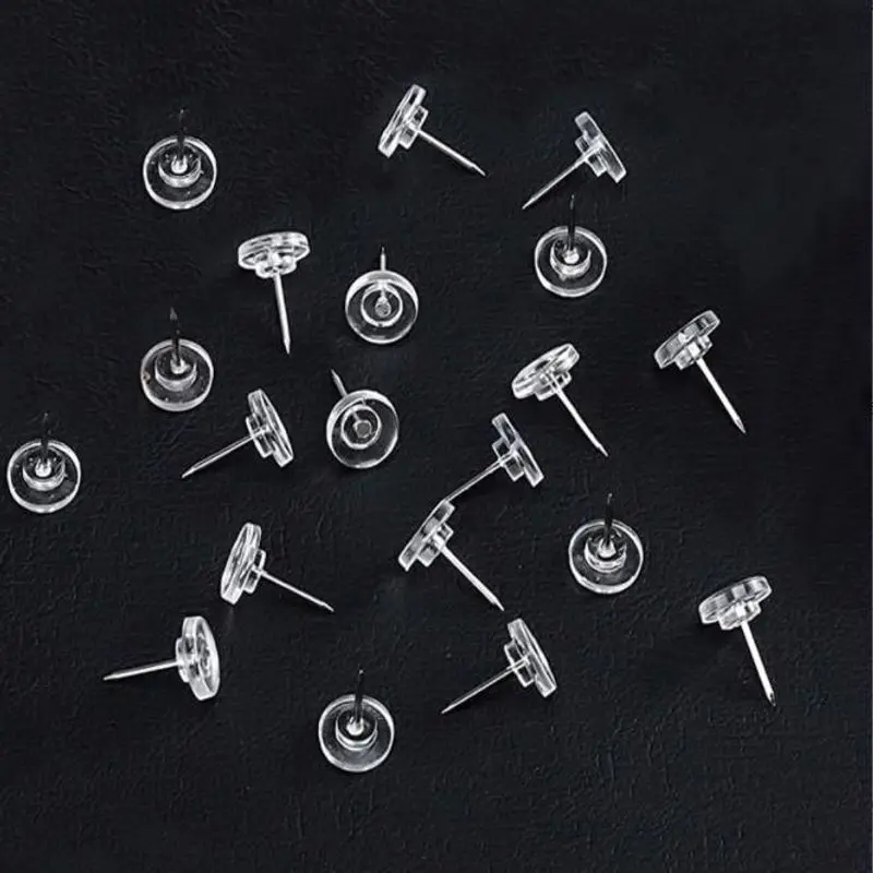 

50pcs/box Transparent Push Pins Thumb Tacks Thumbtack Map Cork Board Pushpins Drawing Photo Wall Studs Office School Supplies