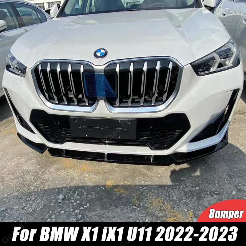 For BMW X1 IX1 U11 20222023 Gloss Black ABS Plastic Front Bumper Lip