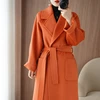 100% Wool Coat Women's Wear 2024 Autumn/Winter Fashion Temperament Double sided Cashmere Coats with Belt Elegant Long Overcoat 1