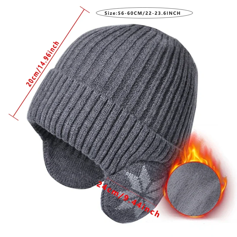 Men Women Winter Warm Plush Knitted Benines Snow Fashion Skullies Hat Unisex New Outdoor Coldproof Ear Protection Wool Caps 6