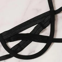 Ensemble de Lingerie harnais de Bondage pour femmes, soutien-gorge élastique ajouré, noir, Cage sans bonnet, string, intimes Sexy, sous-vêtements exotiques 4
