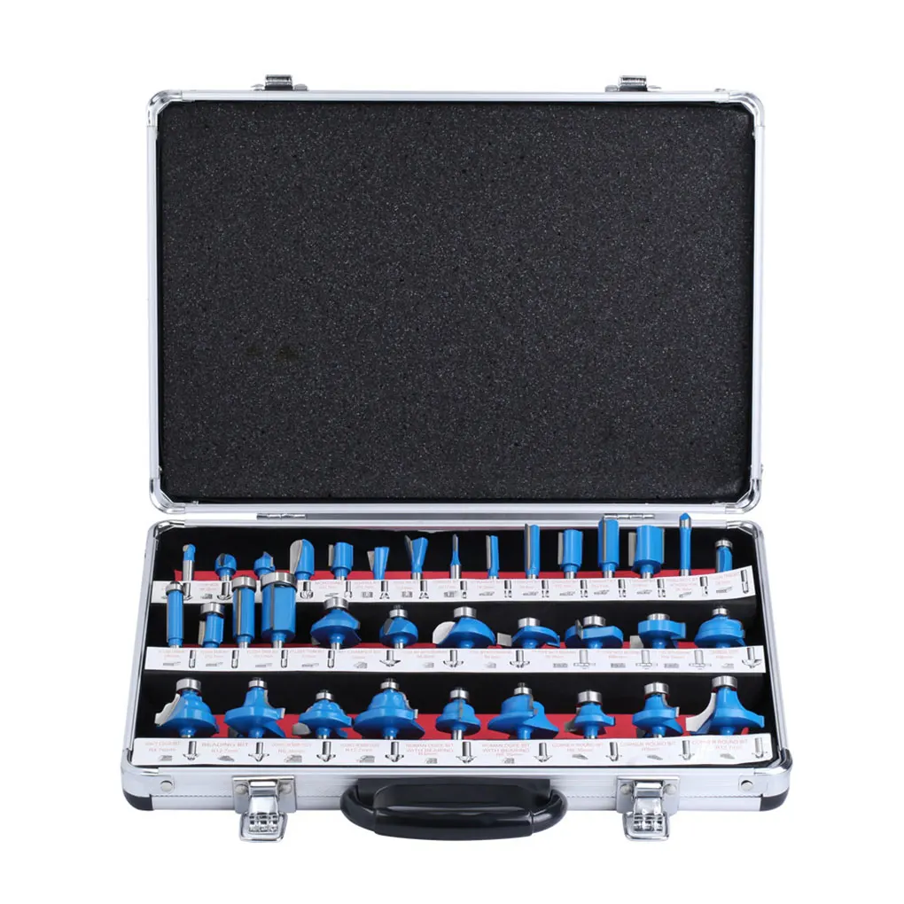 

35pcs set Various Shapes With Blue Milling Cutter Headset For Woodworking Tooth Sharp Shank Woodworking Router Bits