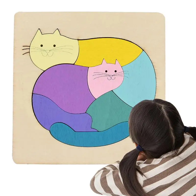 

Деревянные блоки с узором, пазл, забавная мультяшная игрушка-животное, обучающая игрушка для раннего развития, подходит для мальчиков и девочек