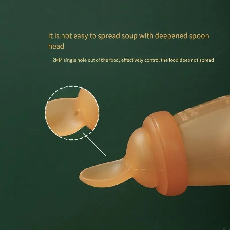 R66D 실리콘 이유식 피더 스푼 90ml 6개월 이상의 를 위한 편리한 고형 식품과 야간 액체 수유를 즐기세요