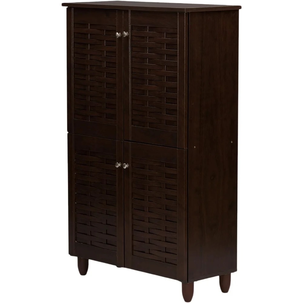 

Wholesale Interiors Baxton Studio Winda Modern and Contemporary 4-Door Dark Brown Wooden Entryway Shoes Storage Cabinet