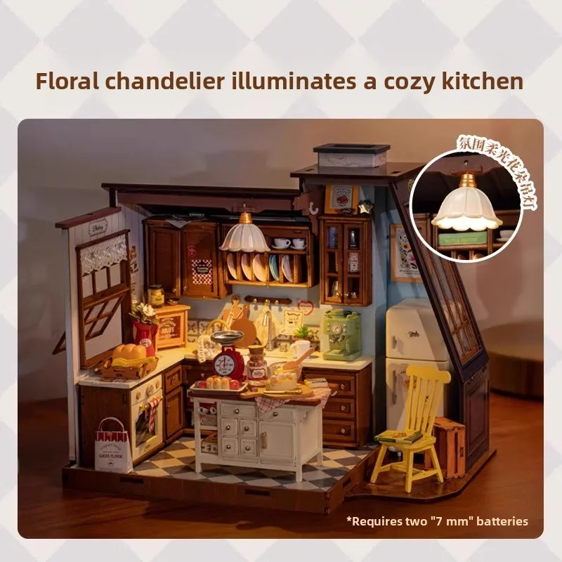 Rolife Baking Kitchen DIY Wooden House Model Art Scene Birthday Gift Assembly Model Static Model Building Toy for Teens