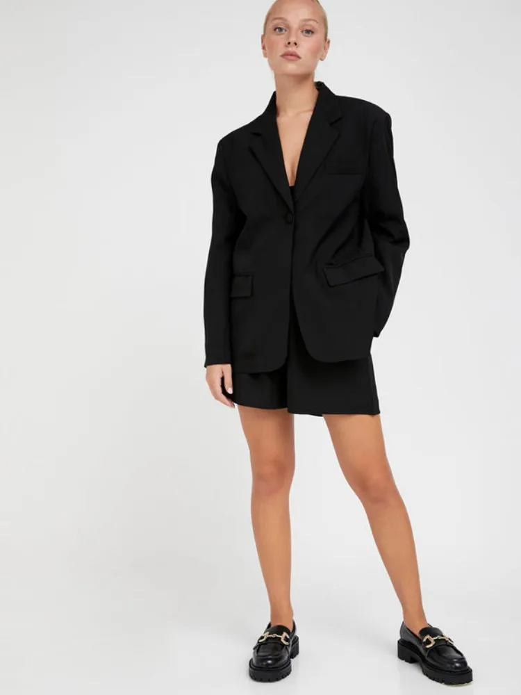 Women Suit Ladies Set High Street Temperament Business Blazer And Short Pant Formal Two-piece Set