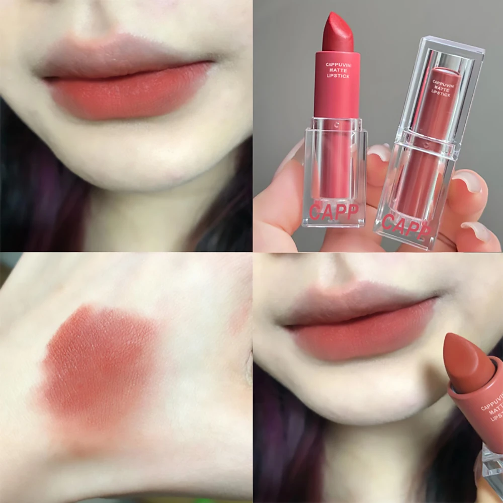 

Cappuvini Transparent Acrylic Lipstick Matte Student Easy to Color Makeup Long Lasting Natural Non-Sticky Dry Waterproof Lip Mud