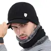 Men's With Fleece Lining, Integrated Neck Warmer, Winter Outdoor Windproof Ear Protection Thickened Knitted Hat