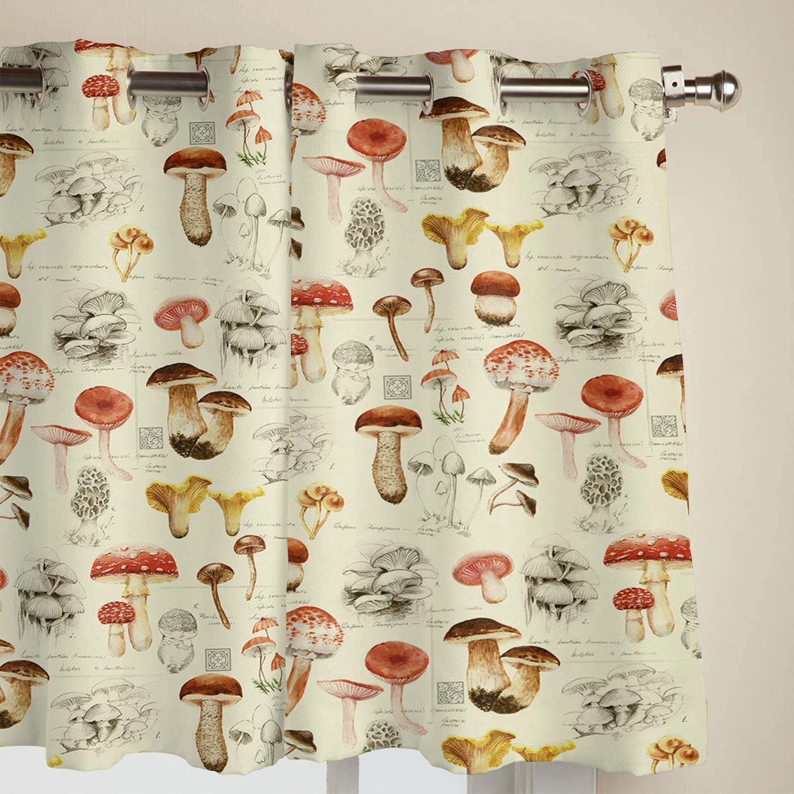 Mushroom Plant Vintage Modern Window Curtains for Living Room Bedroom Curtain Kitchen Treatment Blinds Drapes 4