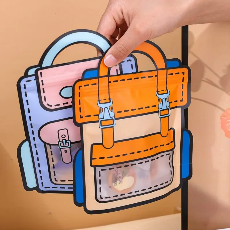 Sealed Bags Cartoon Schoolbag Shape Candy Snack Plastic Packaging Self-lock Zipper 20/5PCS party gift bags