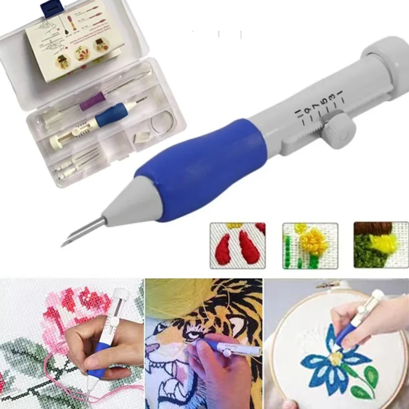 Kit De Broderie Au Poinçon (punch Needle) Avec Aiguille Stylo - Outil Pour Tissage, Tricot, Couture