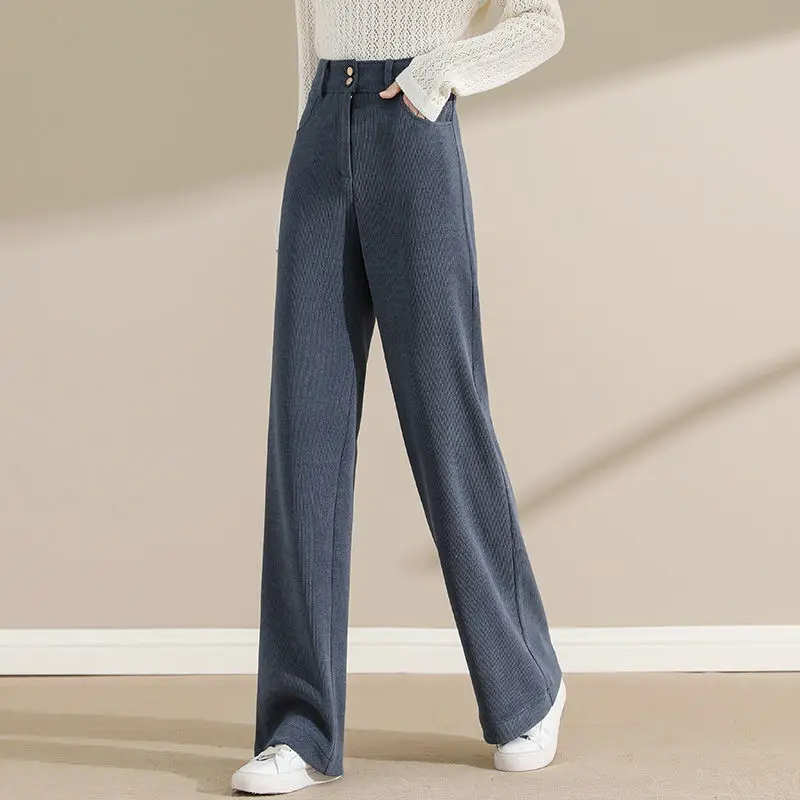 

Женские повседневные вельветовые брюки с завышенной талией, осень и зима, прямые повседневные длинные подходящие к новым карманам X552