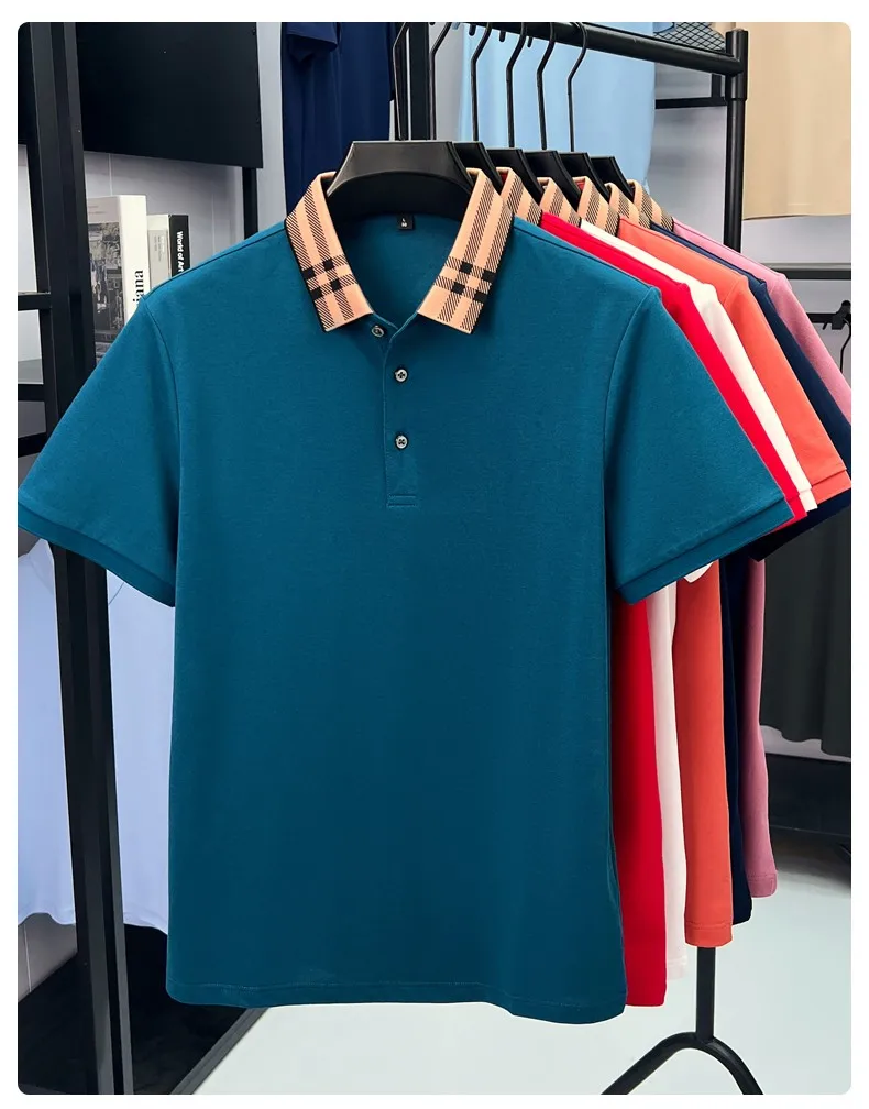 High quality striped lapel short sleeve T-shirt men's summer comfort fashion trend loose casual new breathable luxury polo shirt 19 S2eb6e001106b429694c0308a76b02b86S
