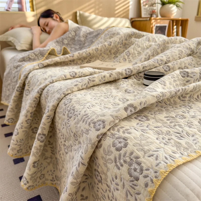 1pc Summer Quilted Quilt,Cotton Gauze Throw Blanket,Air Condition Comforter,Jacquard Bed Cover Bedspread Bedding بطانية اريكه 2