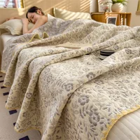 1pc Summer Quilted Quilt,Cotton Gauze Throw Blanket,Air Condition Comforter,Jacquard Bed Cover Bedspread Bedding بطانية اريكه 2