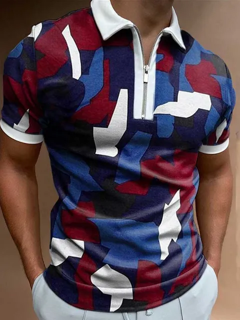 2021New Summer Men's Polo Shirt Joining Together Letters Color Polo Shirts Brand Men Short-Sleeved Tees Shirt Man Clothes S-3XL 2