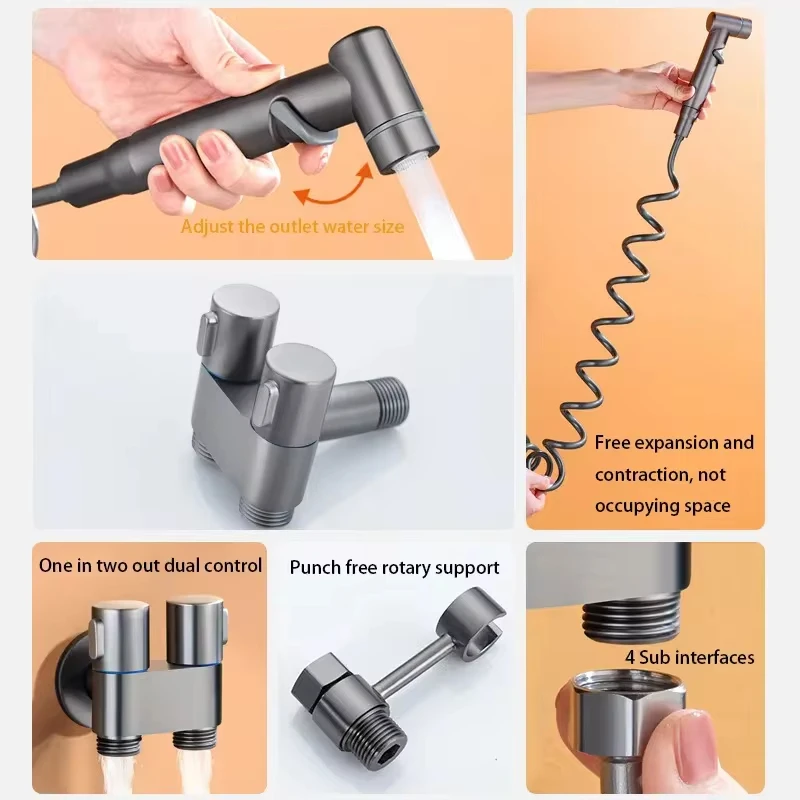 Handheld Bidet Sprayer High pressure stainless steel Toilet Cleaning Spray