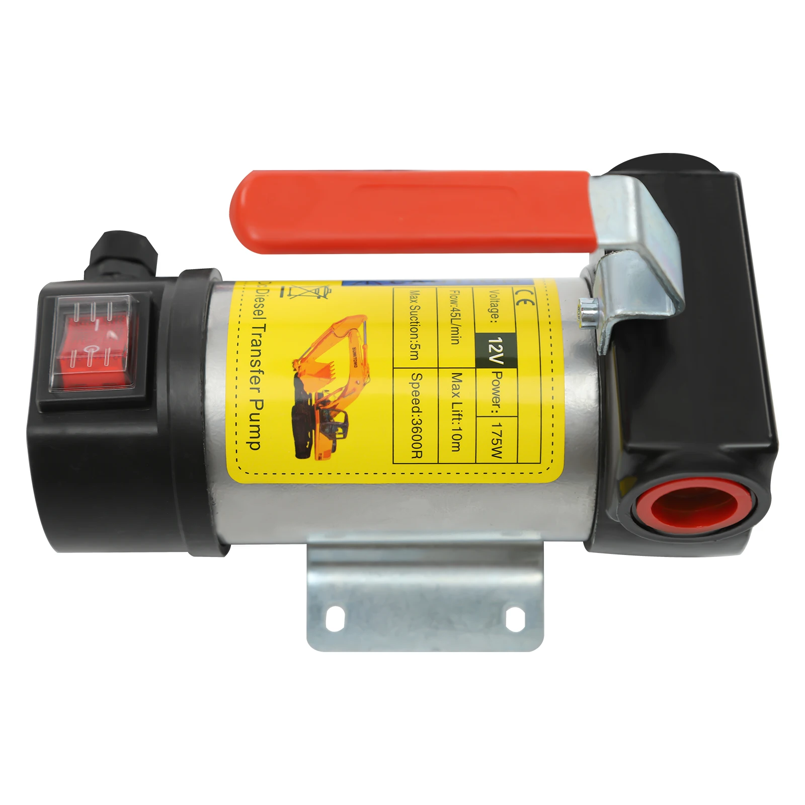 DC 12V 200W Selbstansaugende Dieselkraftstoffpumpe 45L/min Gusseisen Diesel-Transferpumpen-Set mit Schläuchen & Düse – Detail 2